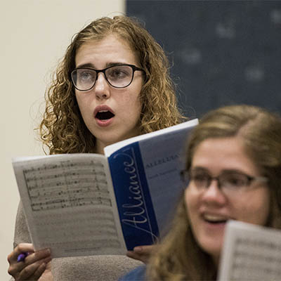 students singing in vocal class