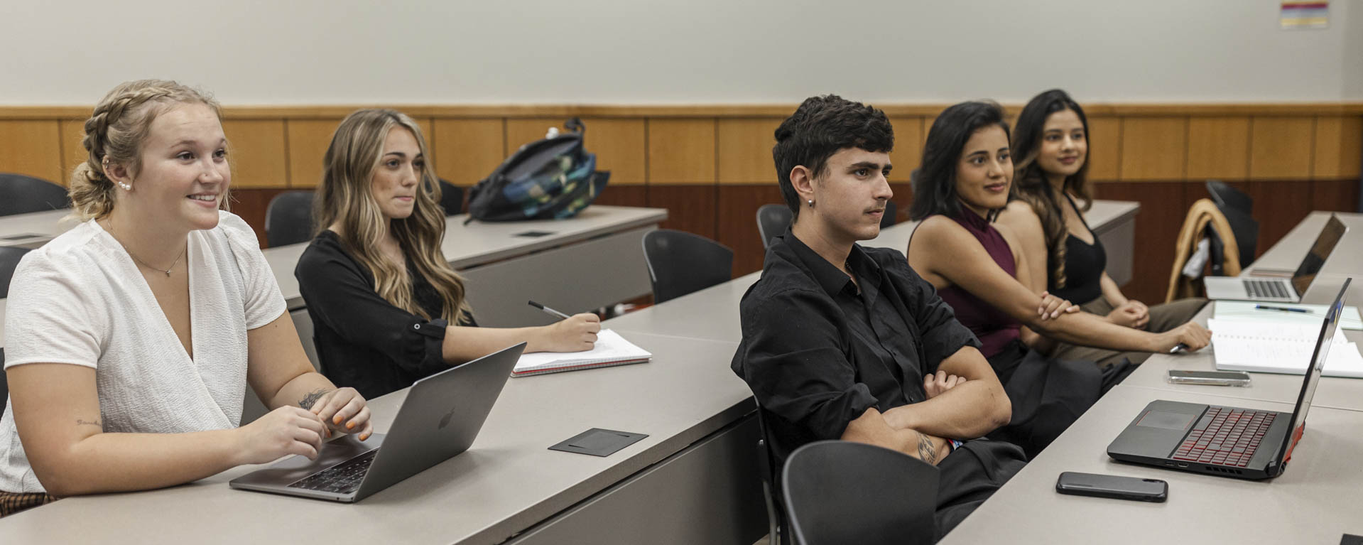 MBA students pay attention in class.