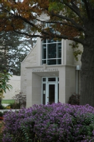 outside Carole Chapel in spring