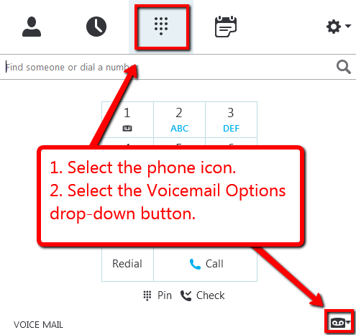 In Skype select phone icon then select drop down button