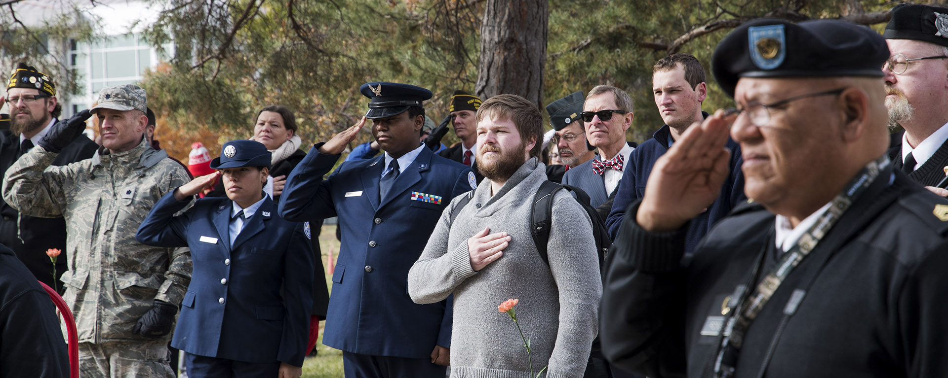 Washburn students and constituents honor veterans during an event on campus.
