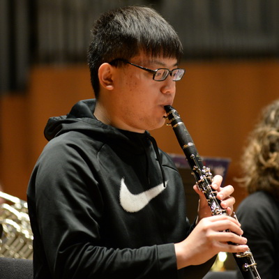 music student playing clarinet
