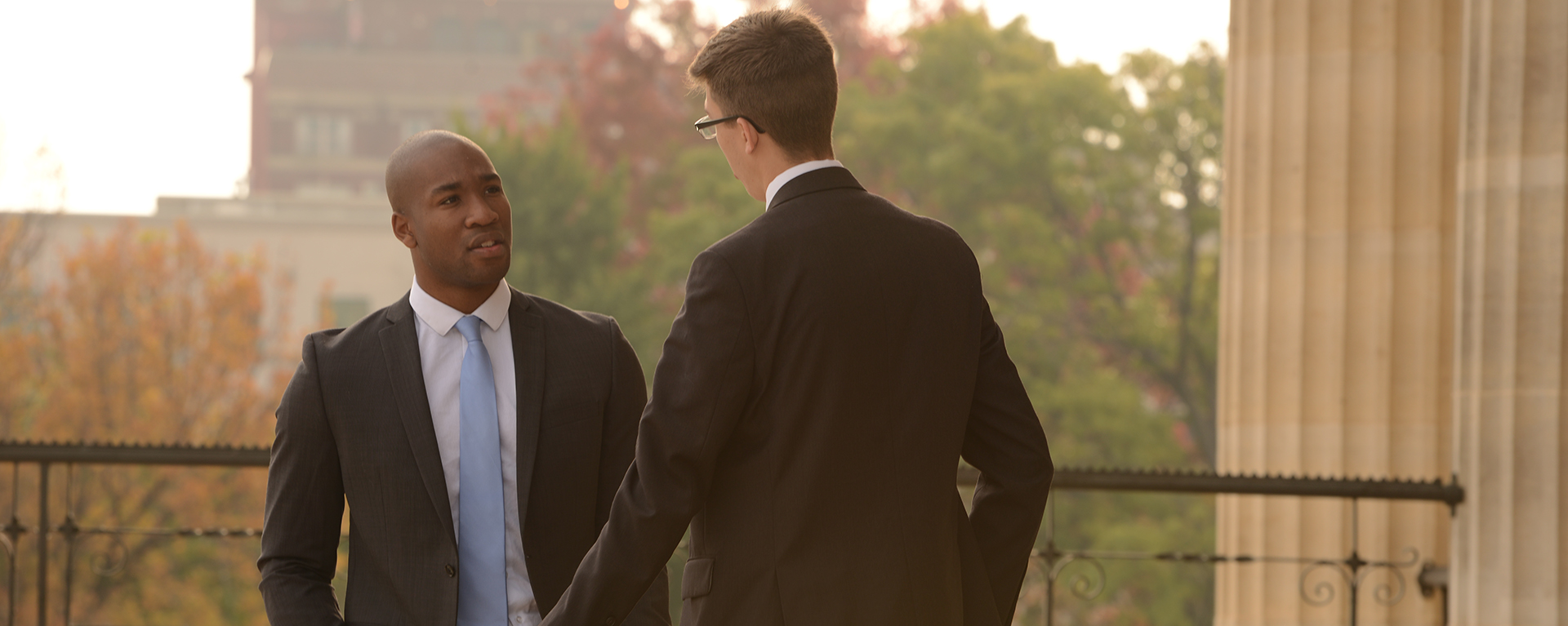 washburn students in suit on courthouse stairs