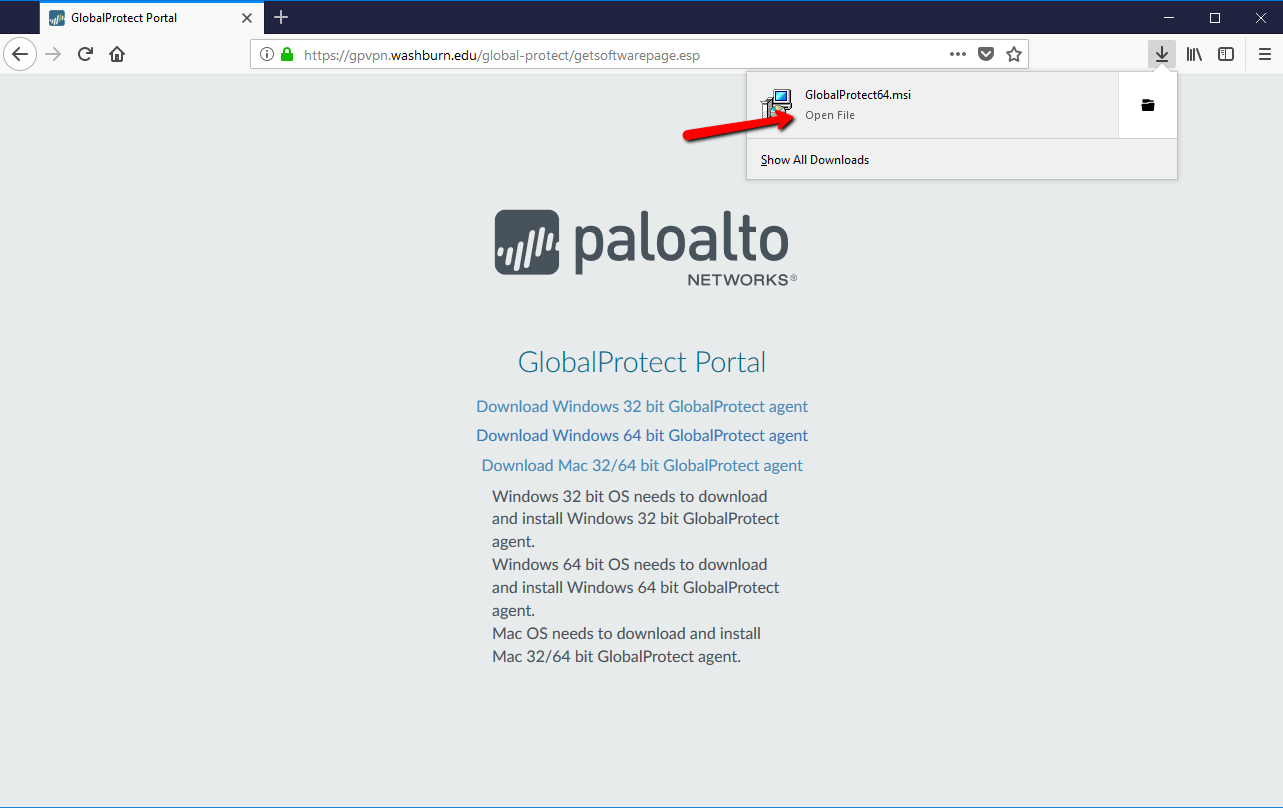 palo alto globalprotect download client