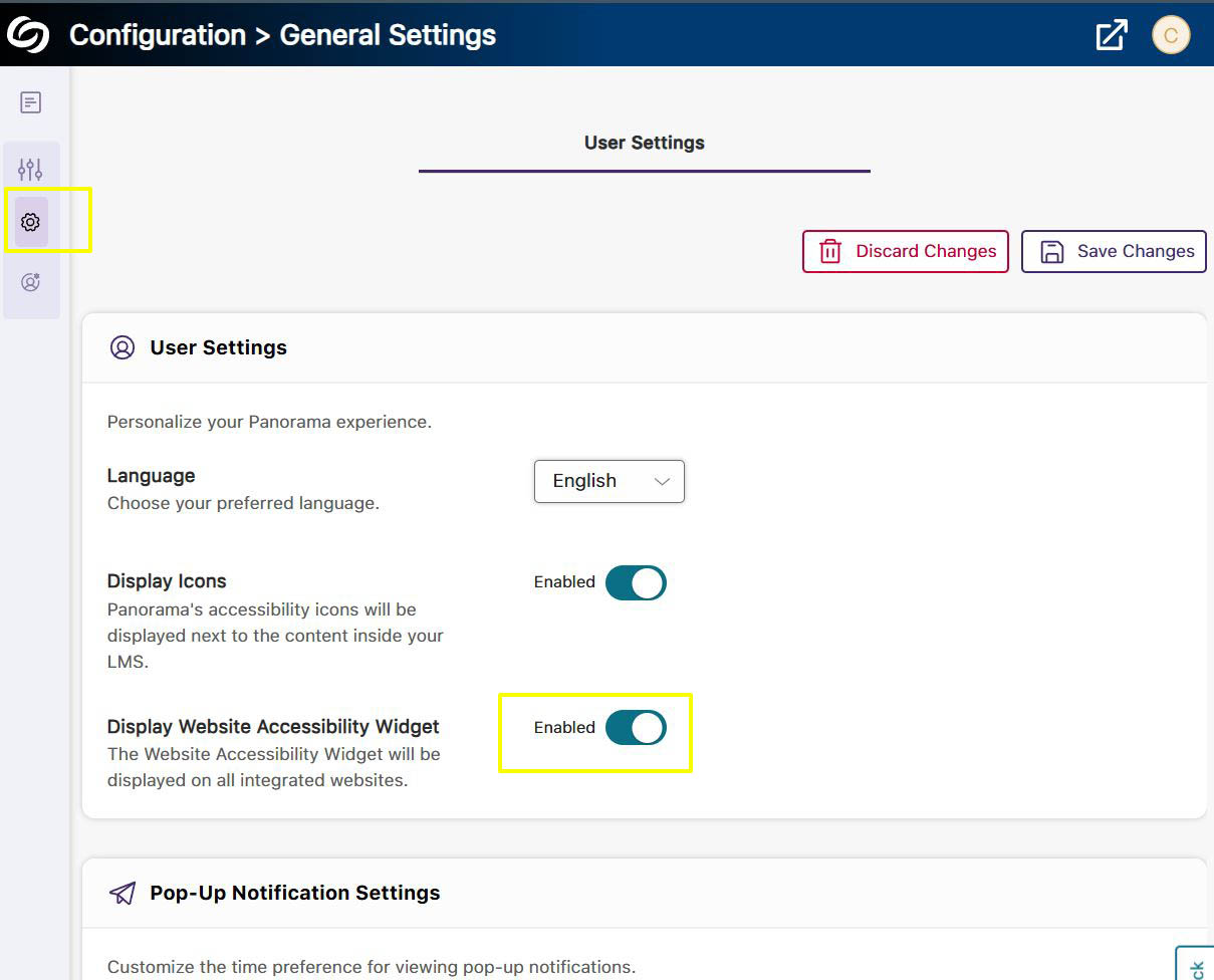 Yuja portal configuration screenshot