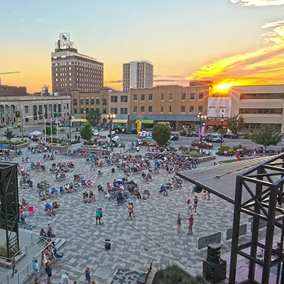 downtown Topeka sunset