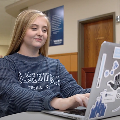 student using a computer