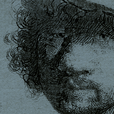Rembrandt Van Rin, self portrait etching