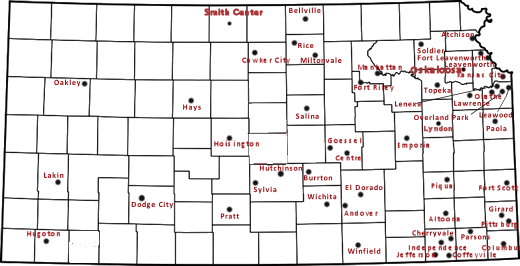 Kansas in the Movies, List of Kansans in the Movies (Map)